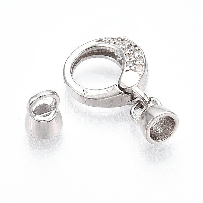 925 Sterling Silver Micro Pave Clear Cubic Zirconia Spring Gate Clasps STER-T008-153P-1