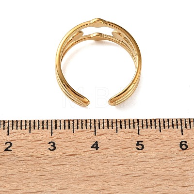 304 Stainless Steel Rhinestone Cuff Open Rings RB-CBAE630-01G-B-1