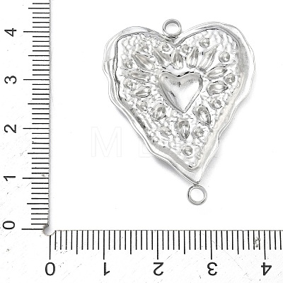 304 Stainless Steel Textured Heart Links Connector Charms STAS-F340-05P-1