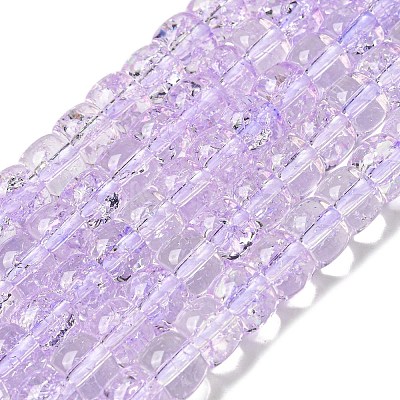 Transparent Spray Painting Crackle Glass Beads Strands GLAA-NH0001-05D-1