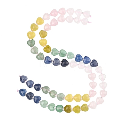 Gradient Color Natural Rose Quartz & Quartz Crystal & Lemon Jade & Blue Aventurine & Green Aventurine Beads Strands G-B185-A11-1