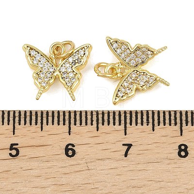 Brass Micro Pave Clear Cubic Zirconia Charms KK-D218-26G-07-1