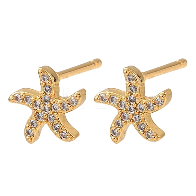 Brass Micro Pave Cubic Zirconia Stud Earrings for Women EJEW-F418-20G-1