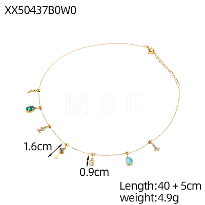 304 Stainless Steel Micro Pave Cubic Zirconia Bib Necklaces NJEW-OY002-55G-1