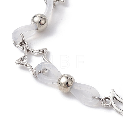 Alloy & Silicone Link Chain Bracelets BJEW-JB09984-01-1