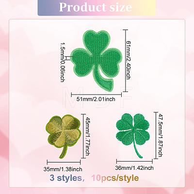 Fingerinspire 30Pcs 3 Style Non-Woven Fabrics Computerized Embroidery Cloth Iron on/Sew on Patches PATC-FG0001-07-1