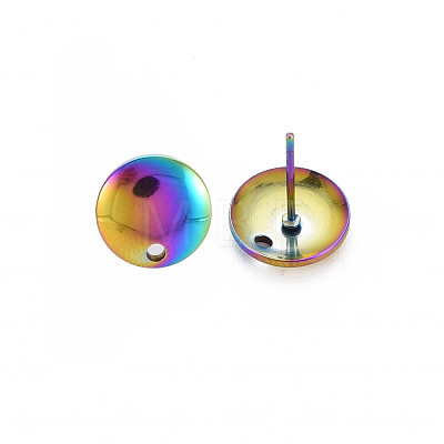 Rainbow Color 304 Stainless Steel Stud Earring Findings STAS-N098-017-1