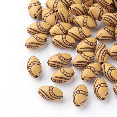 Imitation Wood Acrylic Beads X-SACR-Q186-21-1