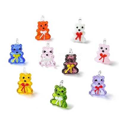 9Pcs 9 Colors Handmade Lampwork Pendants LAMP-CJ0002-64-1