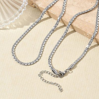 304 Stainless Steel Box Chain Necklace and Bracelet Set SJEW-D091-03P-1