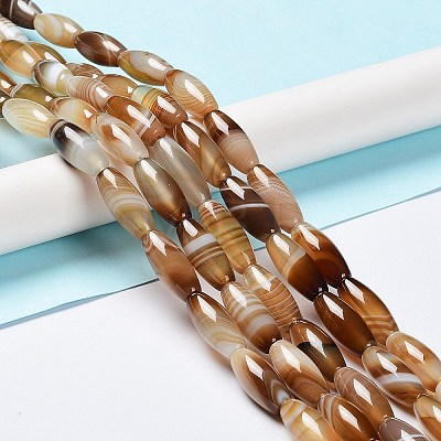 Natural Banded Agate Beads Strands G-G0001-D01-1