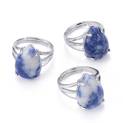 Adjustable Natural & Synthetic Gemstone Finger Rings RJEW-F107-A-1