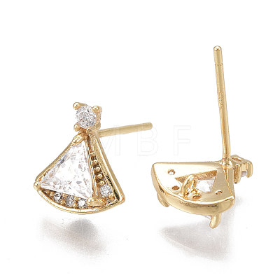 Brass Stud Earring Findings X-KK-T038-472G-1