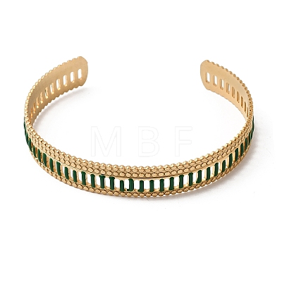 304 Stainless Steel Enamel Open Cuff Bangles BJEW-K264-07G-1