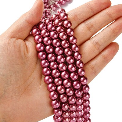 Eco-Friendly Glass Pearl Beads Strands HY-A008-8mm-RB027-1