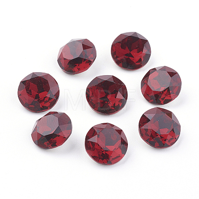 Pointed Back & Back Plated Glass Rhinestone Cabochons X-RGLA-J012-10mm-208-1