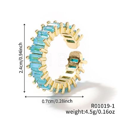 Brass Glass Cuff Rings ZQ1341-1-1