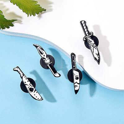 4 Pieces Halloween Scary Themed Enamel Knife Pins Gothic Dagger Shape Badges Pins Alloy Metal Pins Knife Lapel Pins Holiday Gifts for Clothing Bags Backpacks Jackets Hats JBR110A-1