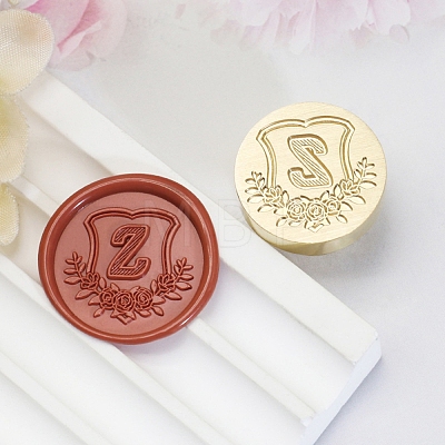 Golden Tone Round Wax Seal Brass Stamp Heads AJEW-Z034-02G-Z-1