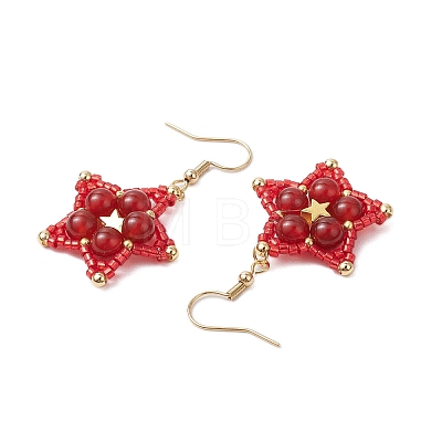 Natural Carnelian Dangle Earrings EJEW-JE06238-02-1