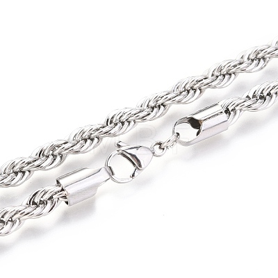 Non-Tarnish 304 Stainless Steel Rope Chain Necklaces LS-NJEW-F226-03P-10-1