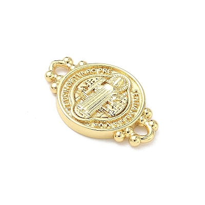 Religion Brass Saint Benedict Medal Links Connector Charms KK-P350-04G-1