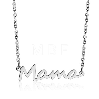 Simple Stainless Steel Mama Link Chain Necklaces for Mother's Day QW8429-7-1