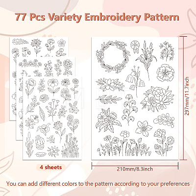 4 Sheets 11.6x8.2 Inch Stick and Stitch Embroidery Patterns DIY-WH0455-156-1