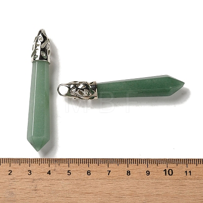 Natural Green Aventurine Pointed Big Pendants G-Z055-01P-02-1