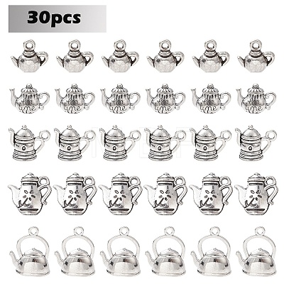 30Pcs 6 Styles Tibetan Style Alloy Charms TIBEP-YW0001-77-1