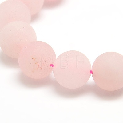 Frosted Natural Rose Quartz Round Bead Strands G-M064-10mm-09-1