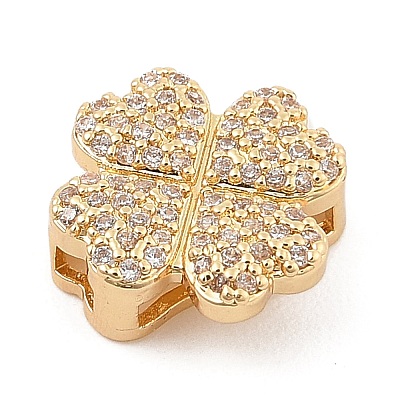 Brass Micro Pave Cubic Zirconia Slide Charms ZIRC-I068-06G-01-1