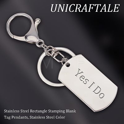 Unicraftale 201 Stainless Steel Rectangle Stamping Blank Tag Pendants STAS-UN0012-39-1