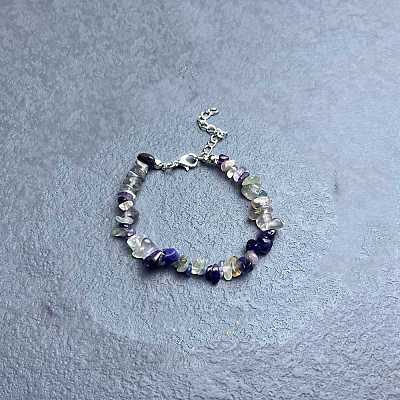 Natural Fluorite Chip Beaded Bracelets for Women IW6789-14-1