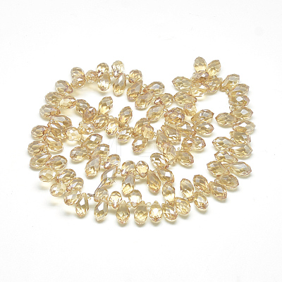 Electroplate Glass Beads Strands X-EGLA-S142-6x12mm-03-1