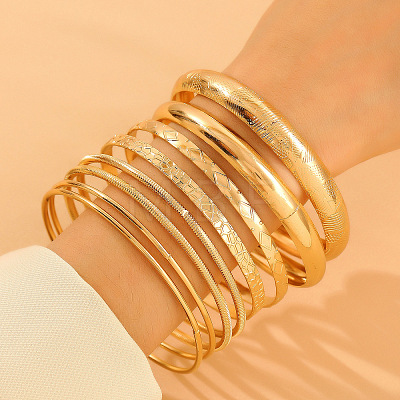 8Pcs Alloy Bangle Set for Women WG160B4-03-1