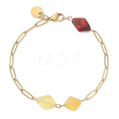 Natural Amber Beads Link Bracelets BJEW-JB13495-1