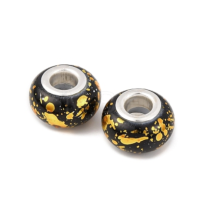 Opaque Resin Rondelle European Beads RESI-Z046-01C-1