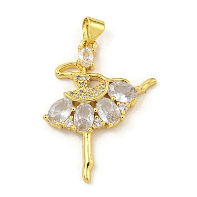 Rack Plating Brass Micro Pave Cubic Zirconia Pendants KK-G513-94G-1