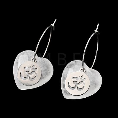 Natural Quartz Crystal & 304 Stainless Steel Hoop Earrings for Women EJEW-G475-04P-02-1