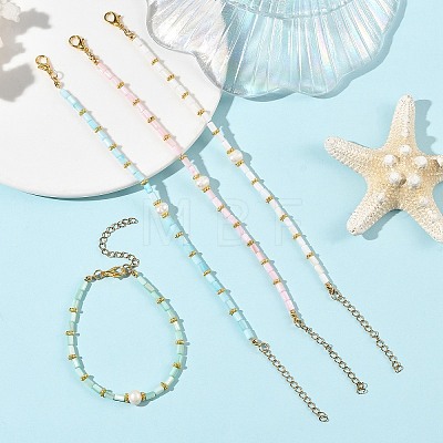 Natural Cultured Freshwater Pearl & Dyed Freshwater Shell Beaded Bracelets for Women BJEW-JB14213-1