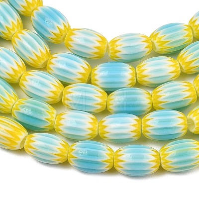 Handmade Millefiori Glass Oval Bead Strands LK-Z001-01B-04-1