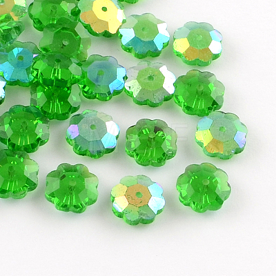AB-Color Plated Flower Transparent Glass Beads X-GLAA-R160-03AB-1