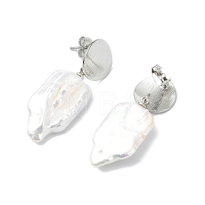 Natural Baroque Pearl Keshi Pearl Dangle Stud Earrings for Women EJEW-JE07044-1