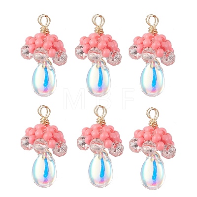 Glass Seed Beaded Jellyfish Pendants PALLOY-MZ00706-04-1