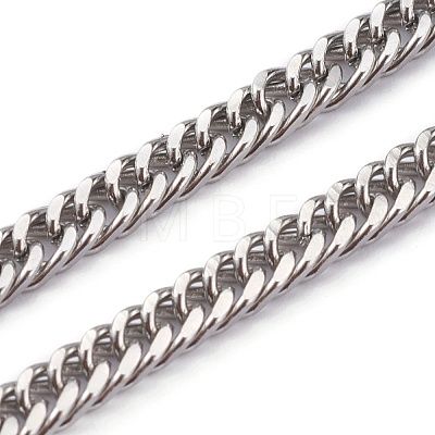 304 Stainless Steel Diamond Cut Cuban Link Chain Necklaces NJEW-JN03368-01-1