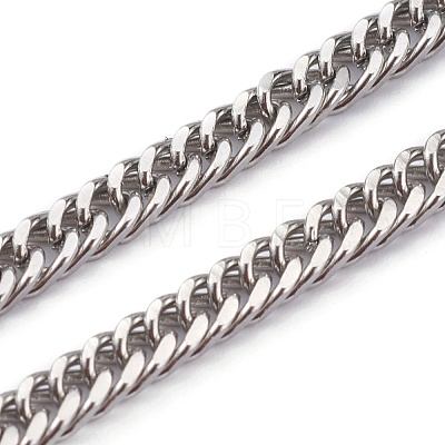 Non-Tarnish 304 Stainless Steel Diamond Cut Cuban Link Chain Necklaces NJEW-JN03368-01-1