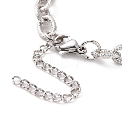 304 Stainless Steel Textured Cable Chain Bracelet for Men Women BJEW-E031-11P-02-1