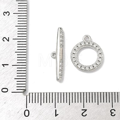 Brass Micro Pave Clear Cubic Zirconia Toggle Clasps KK-G548-26P-1