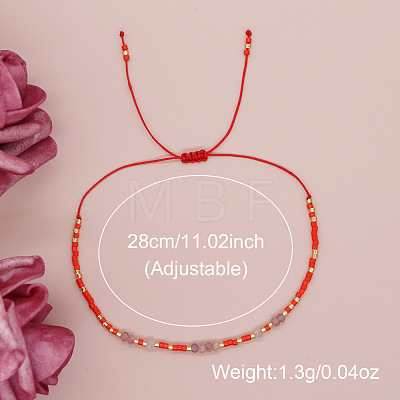 Bohemian Faceted Rondelle Natural Amethyst and Glass Heishi Braided Bead Bracelets for Women FE7255-1-1